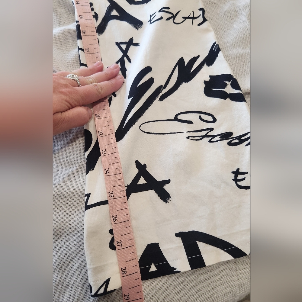 Escada White and Black Logo Pants 34 WAIST - Picture 7 of 8